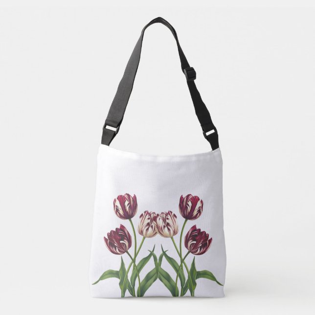 Maroon Tulips Tragetaschen Mit Langen Trägern (Vorderseite)