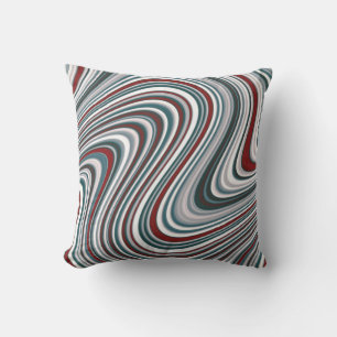 Maroon und Aquamarin Blue Abstrakt Curvy Shapes Kissen Für Draußen