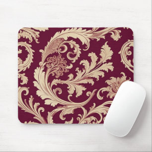 Maroon und Beige Vintages Muster Mousepad