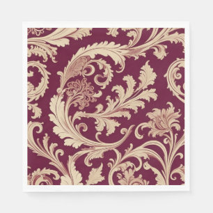 Maroon und Beige Vintages Muster Serviette