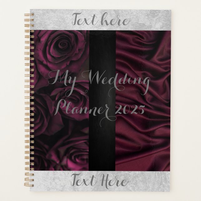 Maroon und Black Rose Hochzeitsplaner Planer (Vorderseite)