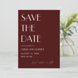 Maroon und blassrosa ästhetische Hochzeit Save The Date