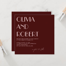 Maroon und blassrosa ästhetische Hochzeitseinladun Einladung