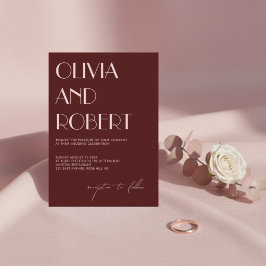 Maroon und blassrosa ästhetische Hochzeitseinladun Einladung