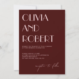 Maroon und blassrosa ästhetische Hochzeitseinladun Einladung