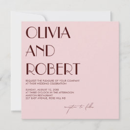 Maroon und blassrosa ästhetische Hochzeitseinladun Einladung