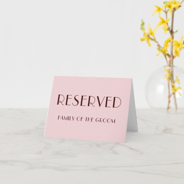 Maroon und Blassrosa Hochzeit vorbehalten Platzkar Karte (Gelbe Blume)