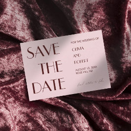 Maroon und blassrosa moderne ästhetische Hochzeit Save The Date
