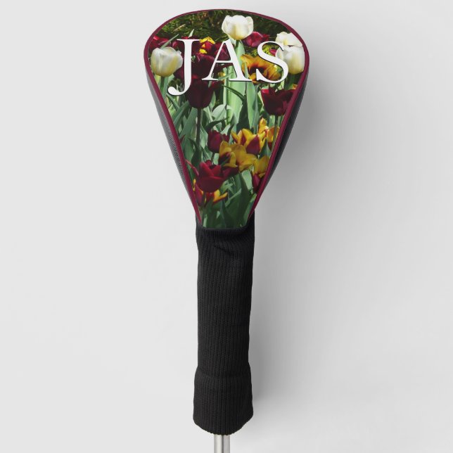 Maroon und Gelbe Tulips farbenfrohe Blumen Golf Headcover (Vorderseite)