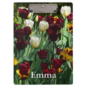 Maroon und Gelbe Tulips farbenfrohe Blumen Klemmbrett