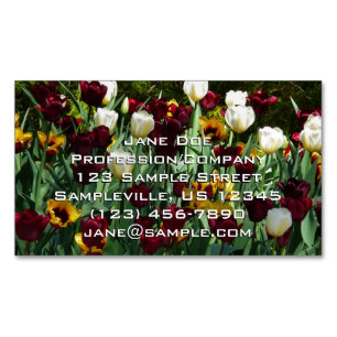 Maroon und Gelbe Tulips farbenfrohe Blumen Magnetische Visitenkarte