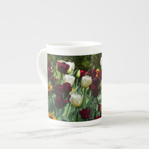 Maroon und Gelbe Tulips farbenfrohe Blumen Prozellantasse
