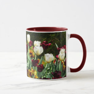Maroon und Gelbe Tulips farbenfrohe Blumen Tasse