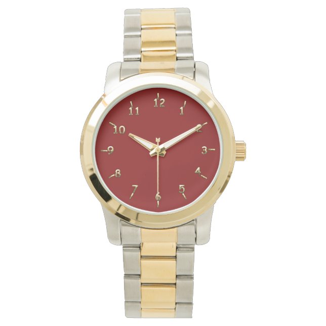 Maroon und Gold Armbanduhr (Vorderseite)