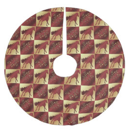 Maroon- und Gold-Blätter drucken Polyester Weihnachtsbaumdecke