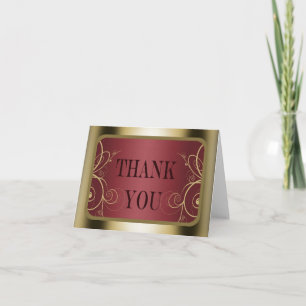 Maroon und Gold Frame Abschluss Dankeskarte