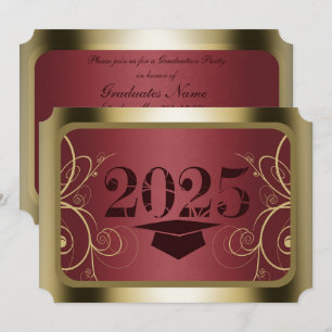 Maroon und Gold Frame Graduation Party Einladung