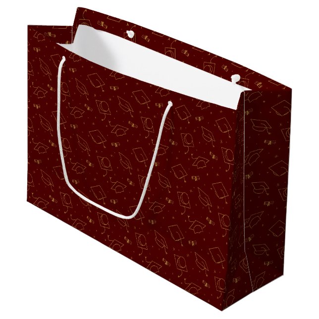 Maroon und Gold Graduation Cap Toss Große Geschenktüte (Vorderseite Schrägansicht)