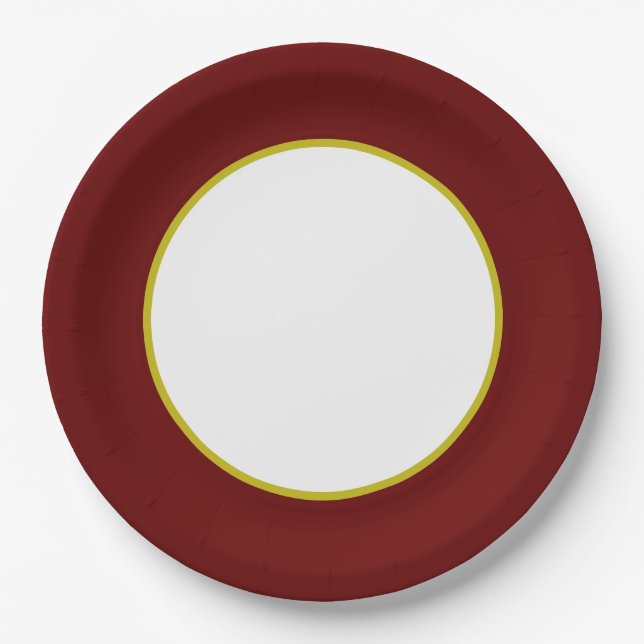 Maroon und Goldpapierplatte Pappteller (Vorderseite)