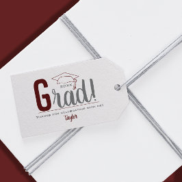 Maroon und Gray Graduation Cap Gastgeschenk Geschenkanhänger