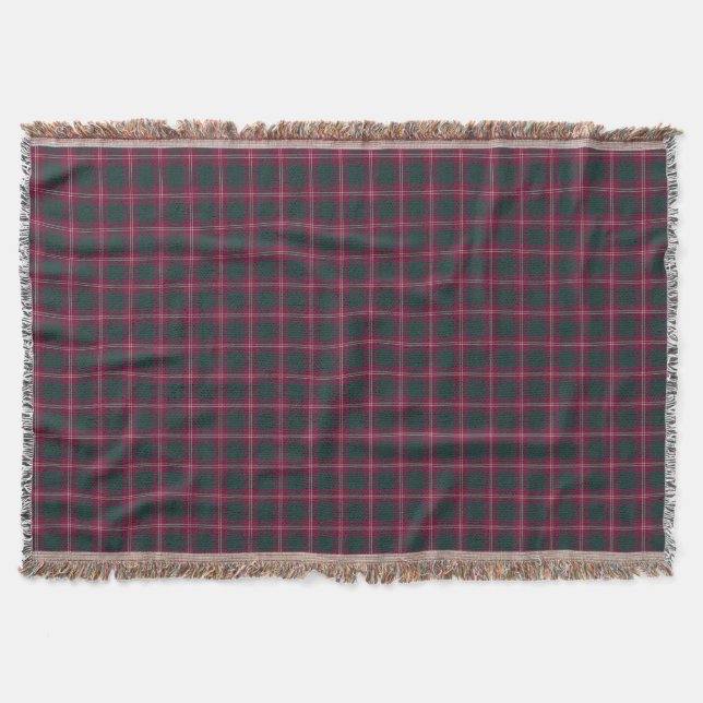 Maroon und Green Crawford Clan Scottish Kariert Decke (Vorderseite)
