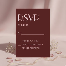 Maroon und hellrosa Hochzeitskarte RSVP Karte