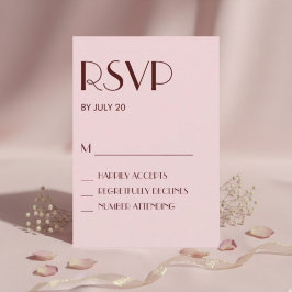 Maroon und hellrosa Hochzeitskarte RSVP Karte