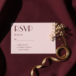 Maroon und hellrosa Hochzeitskarte RSVP Karte