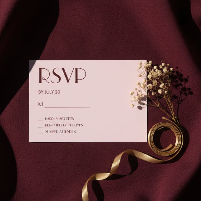 Maroon und hellrosa Hochzeitskarte RSVP Karte (Von Creator hochgeladen)