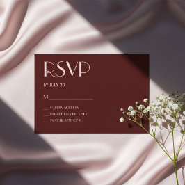 Maroon und hellrosa Hochzeitskarte RSVP Karte