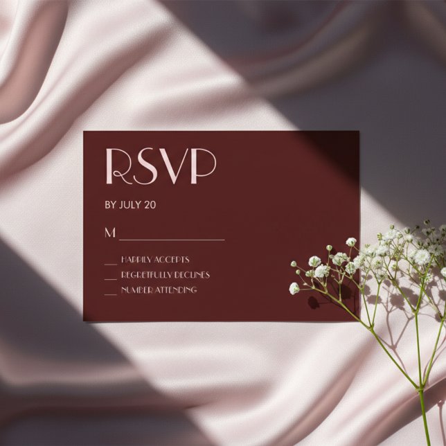 Maroon und hellrosa Hochzeitskarte RSVP Karte (Von Creator hochgeladen)