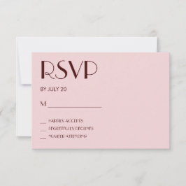Maroon und hellrosa Hochzeitskarte RSVP Karte