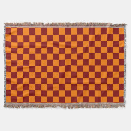 Maroon und Orange Checkered Vintag Decke