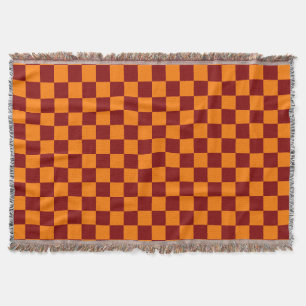Maroon und Orange Checkered Vintag Decke