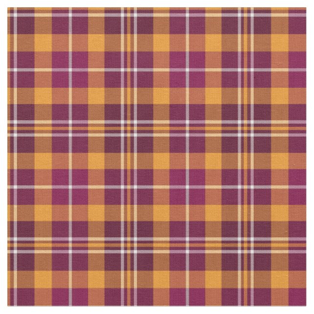 Maroon und Orange Sporty Kariert Stoff (Nahaufnahme)