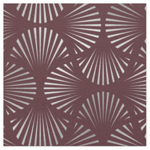 Maroon und Silver Art Deco Lüfter Muster Stoff