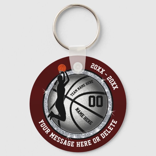 Maroon und Silver Cheap Basketball Geschenke für M Schlüsselanhänger (Vorderseite)