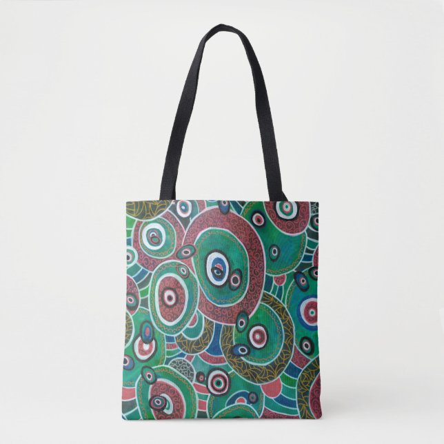 Maroon und Turquoise Circles and Ovals Original Tasche (Vorderseite)