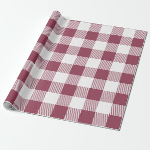 Maroon und White Buffalo Kariert Geschenkpapier