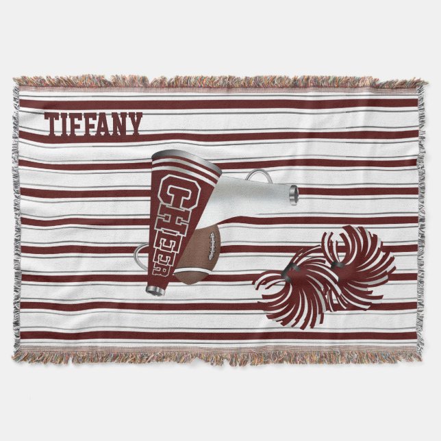 Maroon und White Cheerleader Custom Blanket Decke (Vorderseite)