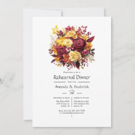 Maroon und Yellow Floral Wedding Probe Dinner Einladung