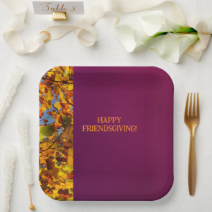 Maroon Verlasst Erntedank Friendsgiving Pappteller