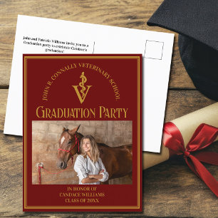 Maroon Veterinary School Foto Graduation Party Einladungspostkarte