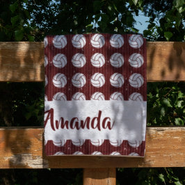 Maroon Volleyball Holzfußboden Gemustert Fleecedecke