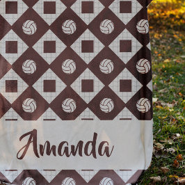 Maroon Volleyball Raute Pattern Fleecedecke