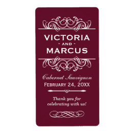 Maroon Wedding Wine Bottle Monogram Fevor Labels