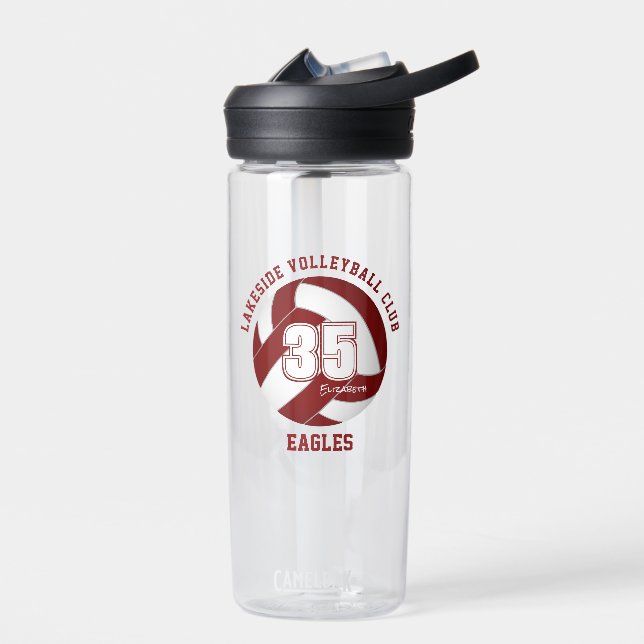 Maroon Weiße Jungs Mannschaft Farben Volleyball Trinkflasche (Links)