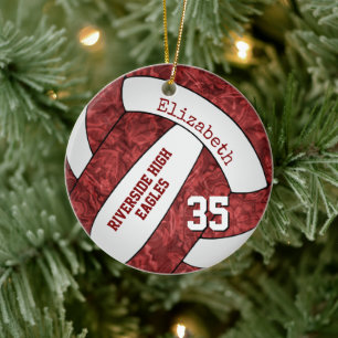 Maroon Weiße Mädchen Sport-Volleyball-Team Memento Keramik Ornament