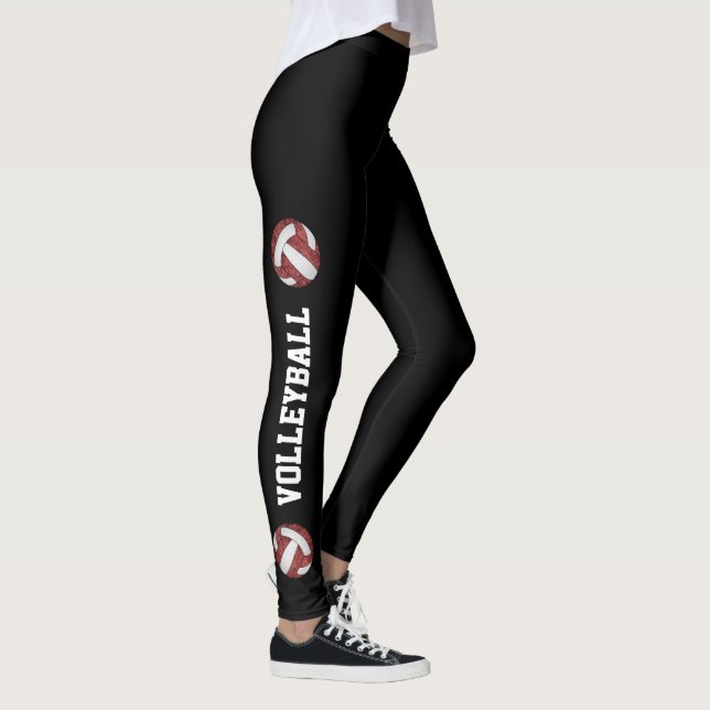 Maroon-weiße Volleyball mit Text bis Bein Leggings (Rechts)
