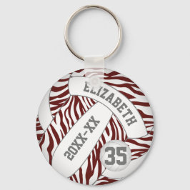 Maroon, weiße Zebrastreifen Schlüsselanhänger
